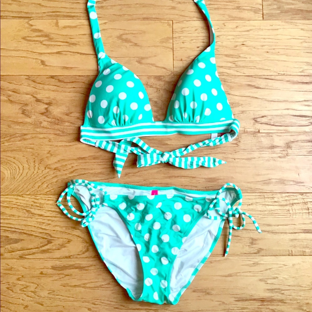 Victoria’s Secret Green & White Polka Dot Bikini